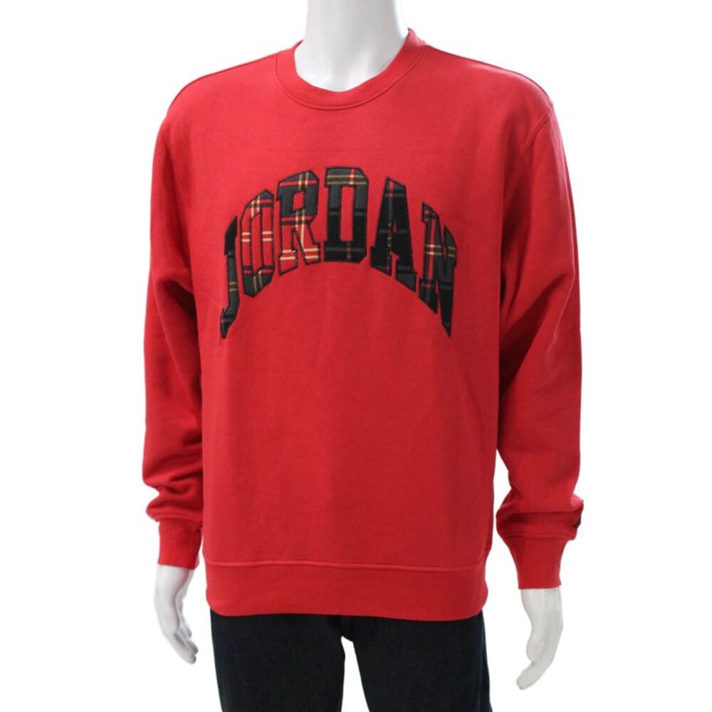 Air Jordan Unisex Pullover Sweatshirt Red Cotton Crew Neck Long Sleeve Size S